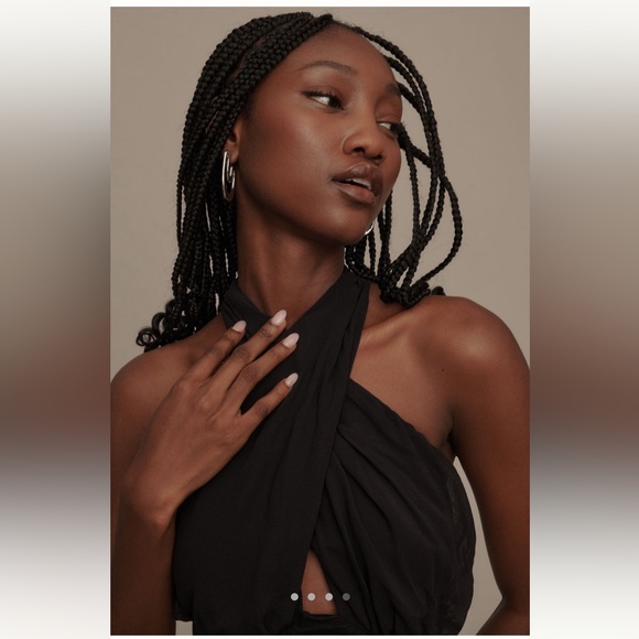 Anthropologie Maeve Black Twist Halter Fit & Flare Mini Dress NWT Medium $158 - Picture 4 of 9